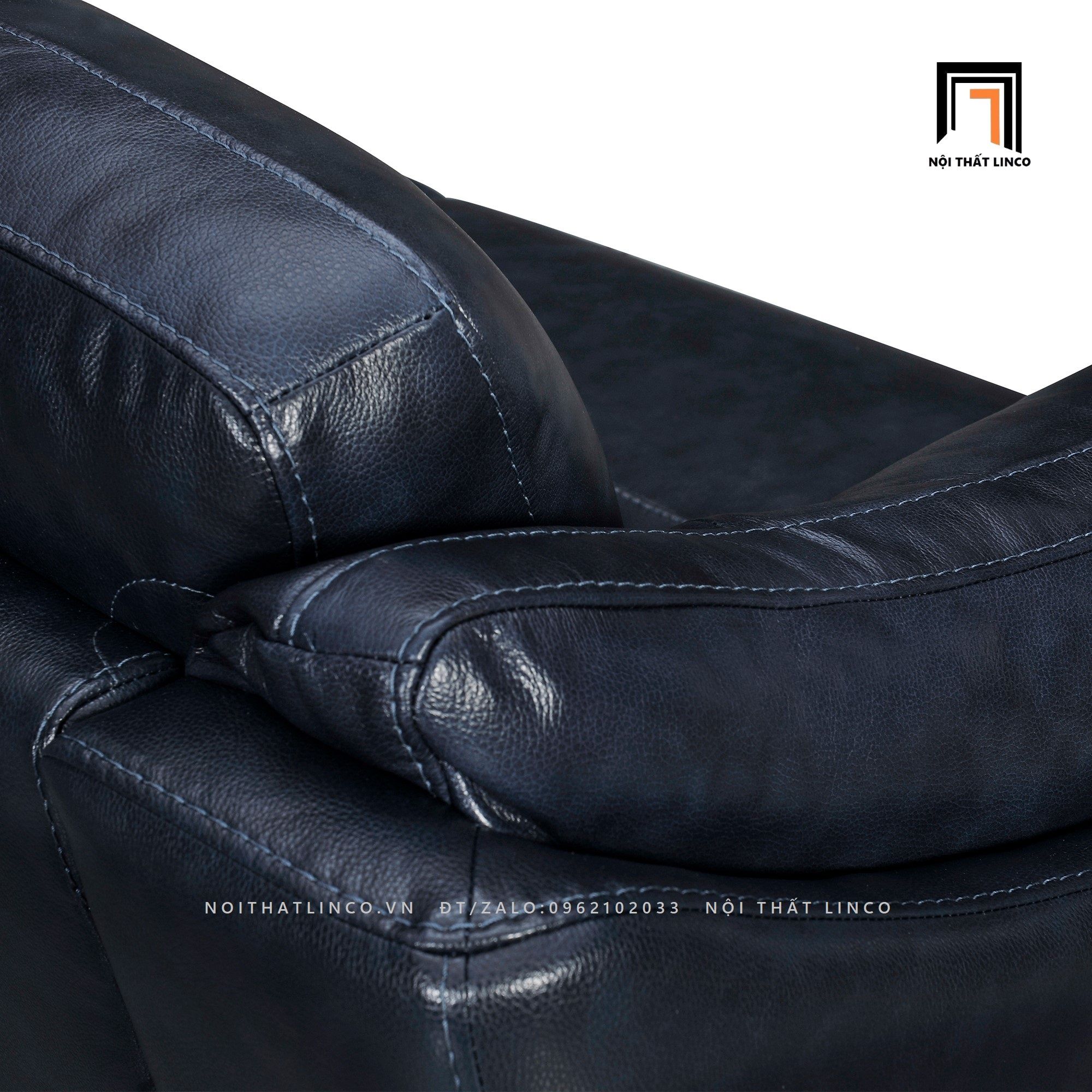 Ghế sofa băng xanh đen BT133 Franz da công nghiệp sang trọng