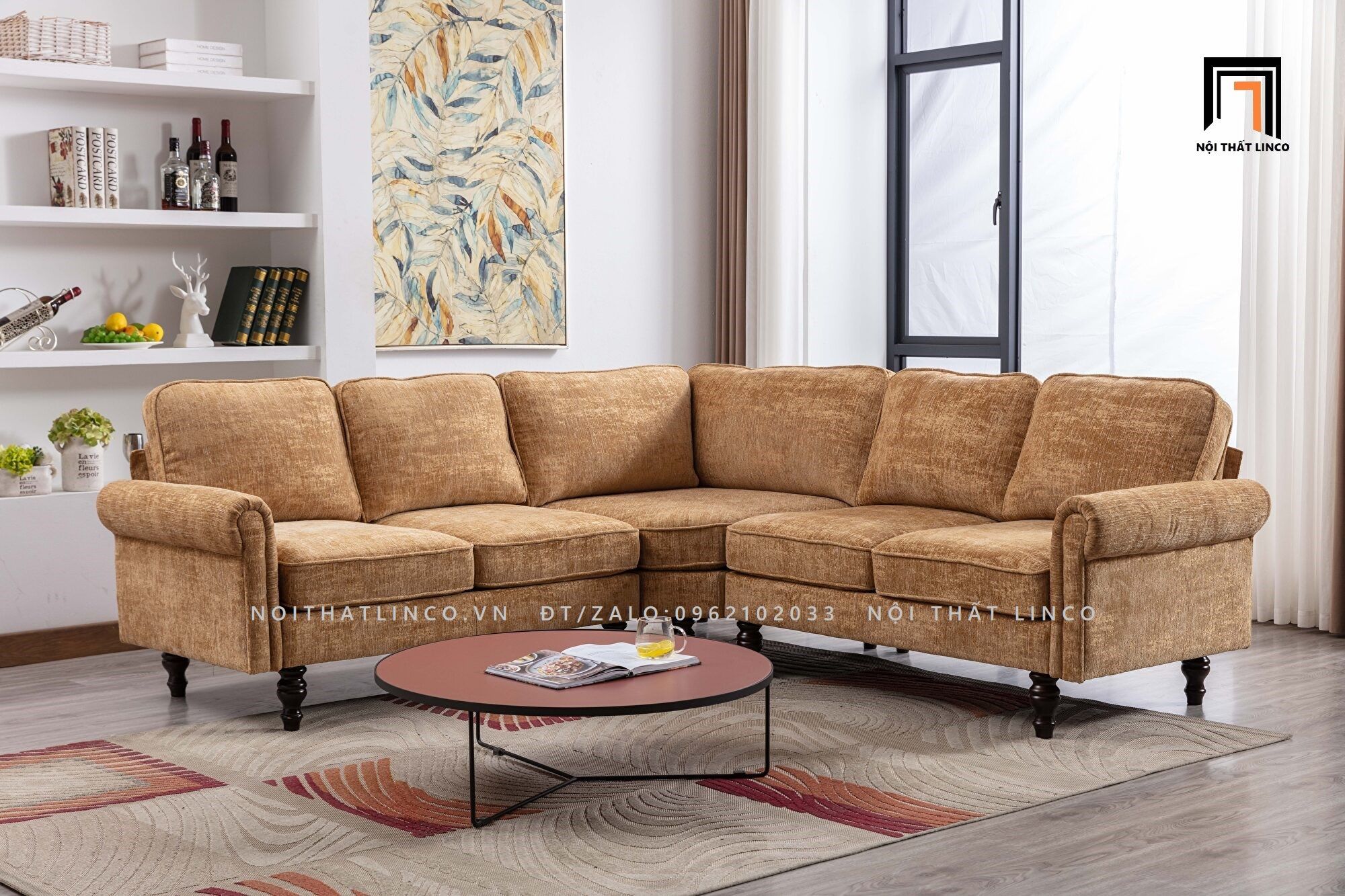 Bộ ghế sofa góc L 2m2 x 2m2 GT68 Winston sang trọng