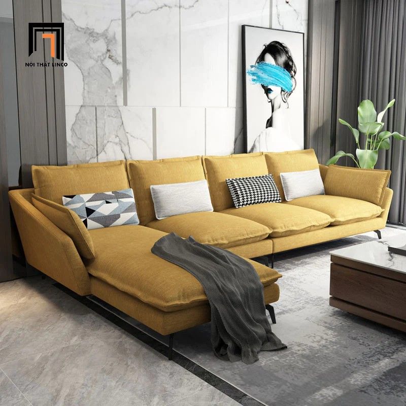 Bộ ghế sofa góc L vải nỉ GT195 Tomar 3m2 x 1m75 xám lông chuột