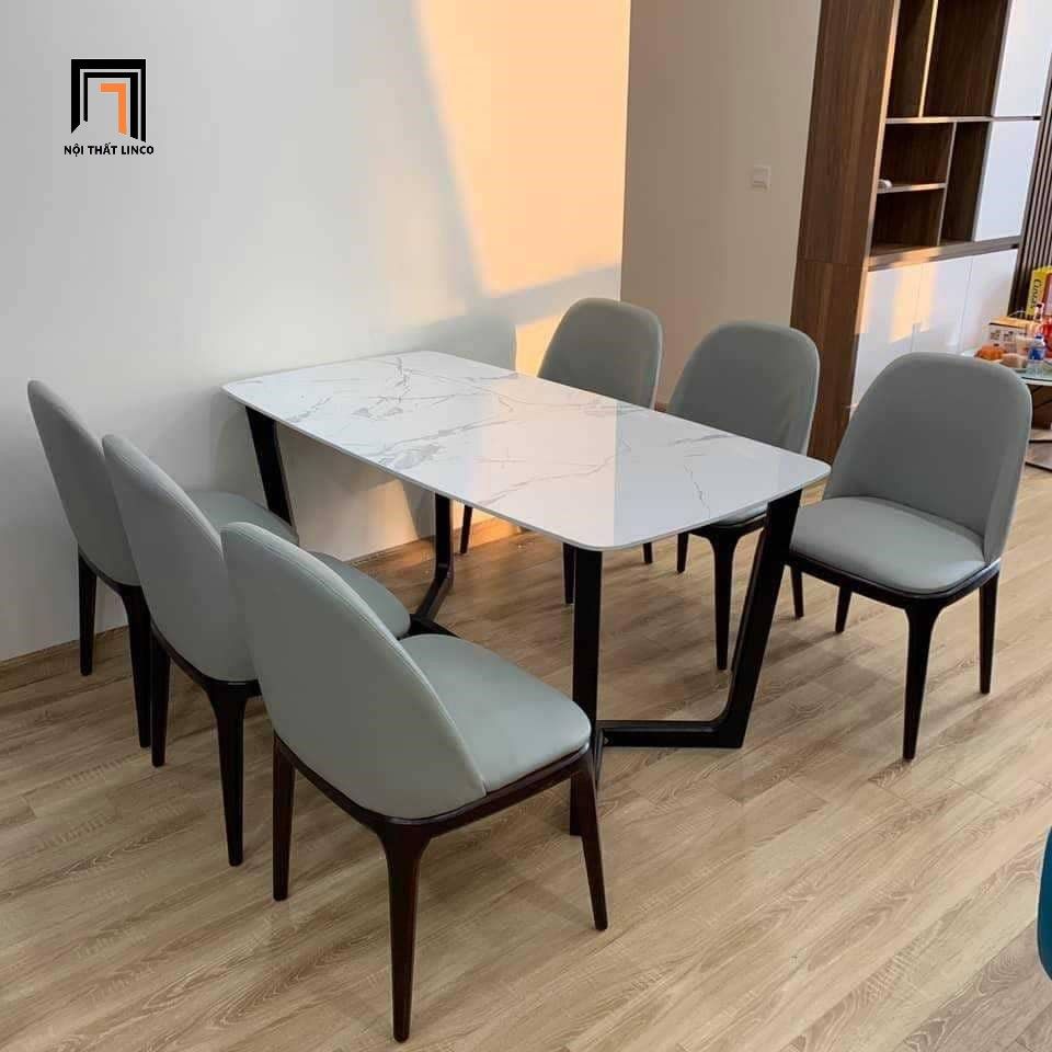 Bộ bàn ghế ăn 1m6 7-KH6-G13-B92-sixam ghế ngồi da Pu