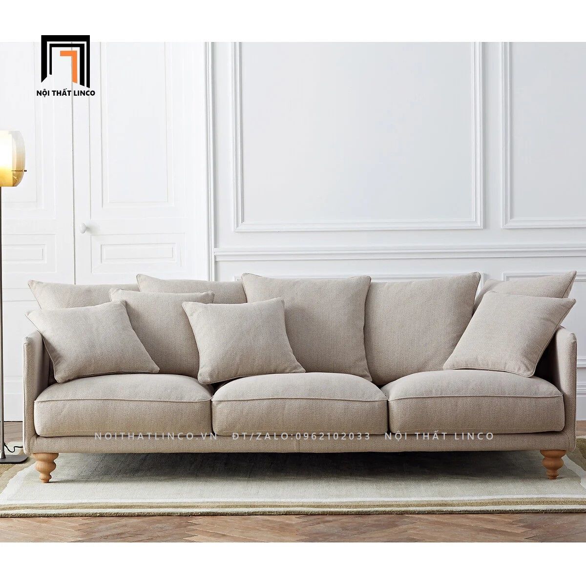 Ghế sofa băng thư giãn dài 2m BT93 Lazare màu xám trắng
