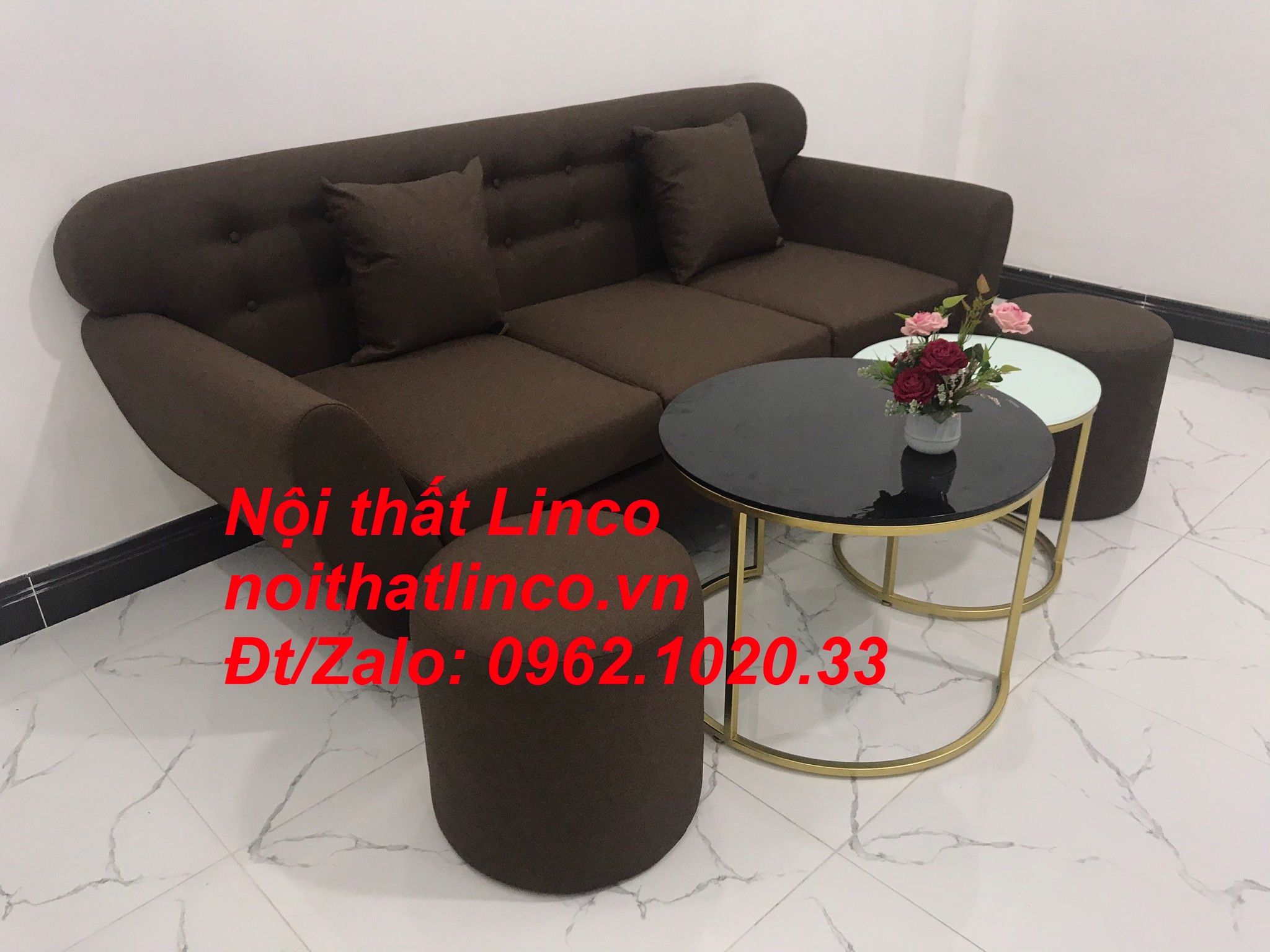 Bộ bàn ghế sofa băng giá rẻ | Sofa màu nâu cafe | Nội thất Linco Tphcm