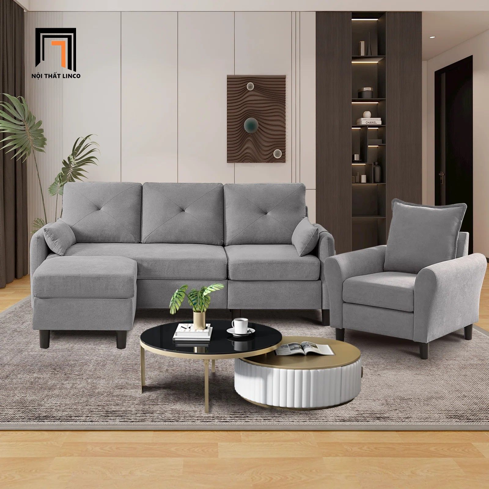 Bộ ghế sofa gia đình vải nỉ KT126 Penelopa giá rẻ xinh xắn