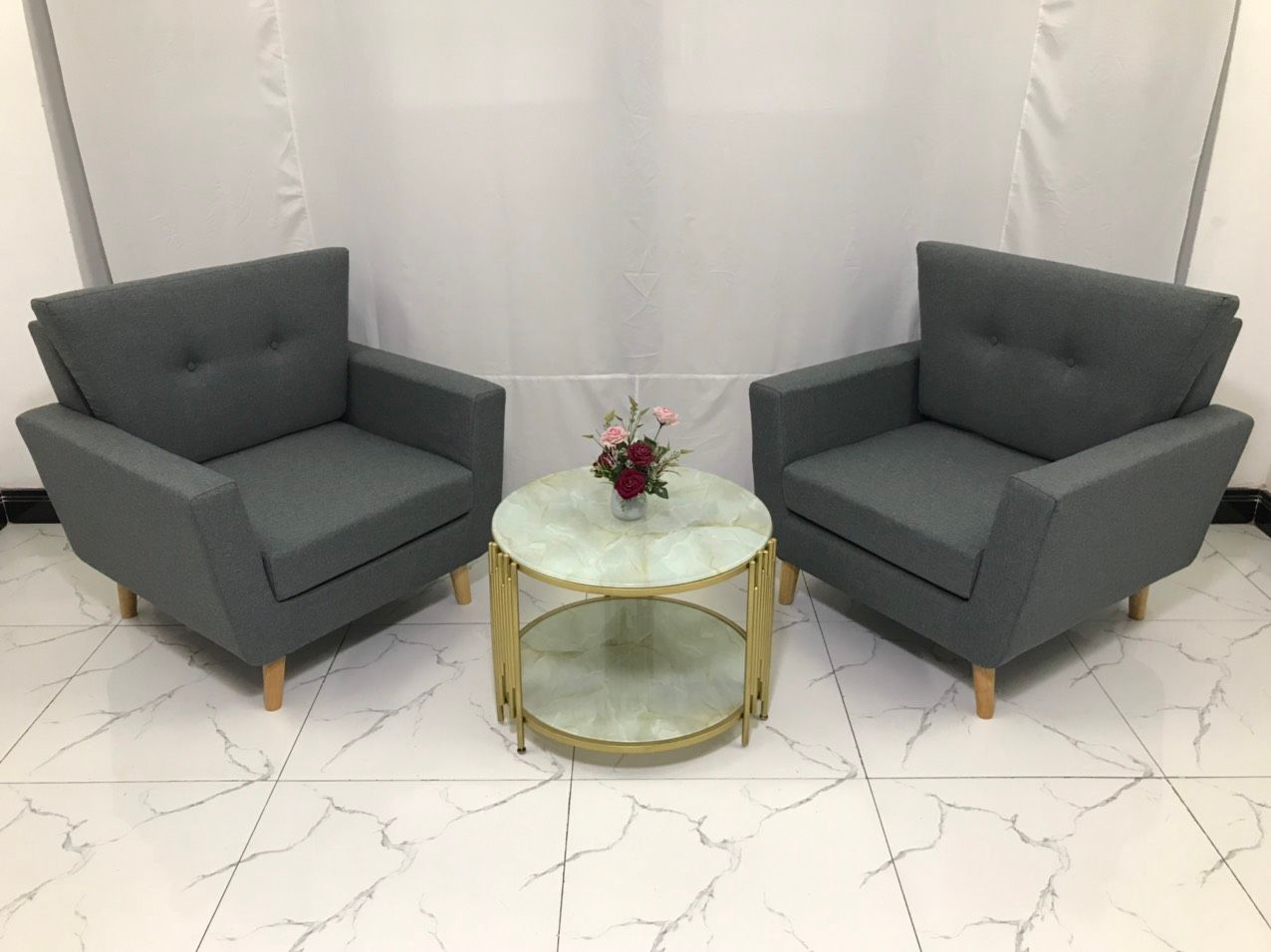 Ghế sofa đơn xinh xắn NS03 màu xám lông chuột giá rẻ