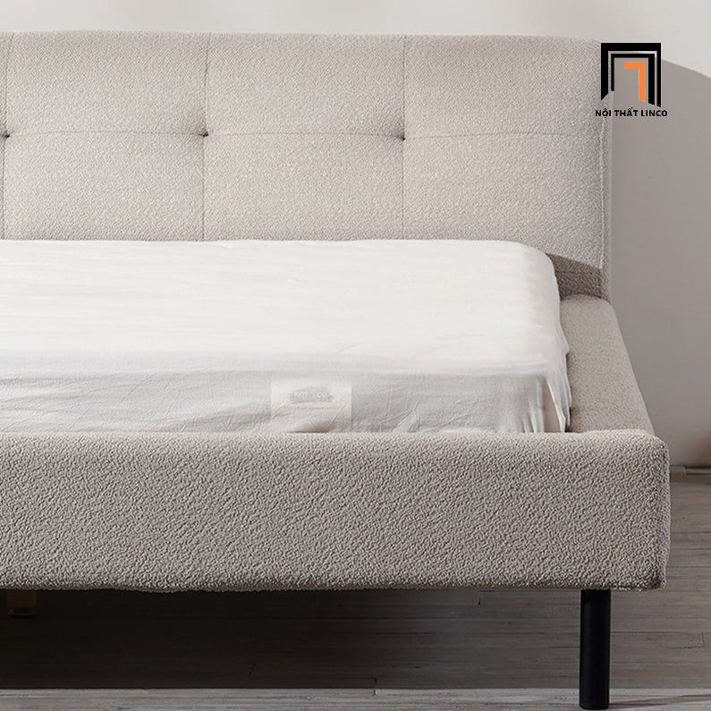 Giường ngủ bọc vải nỉ trắng kem GN50 Hewez giá rẻ