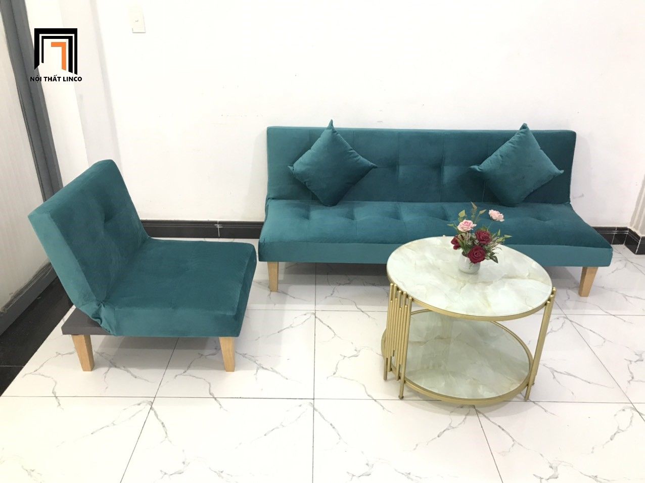 Bộ ghế sofa giường nằm nhỏ gọn NS01 màu xanh lá cây giá rẻ