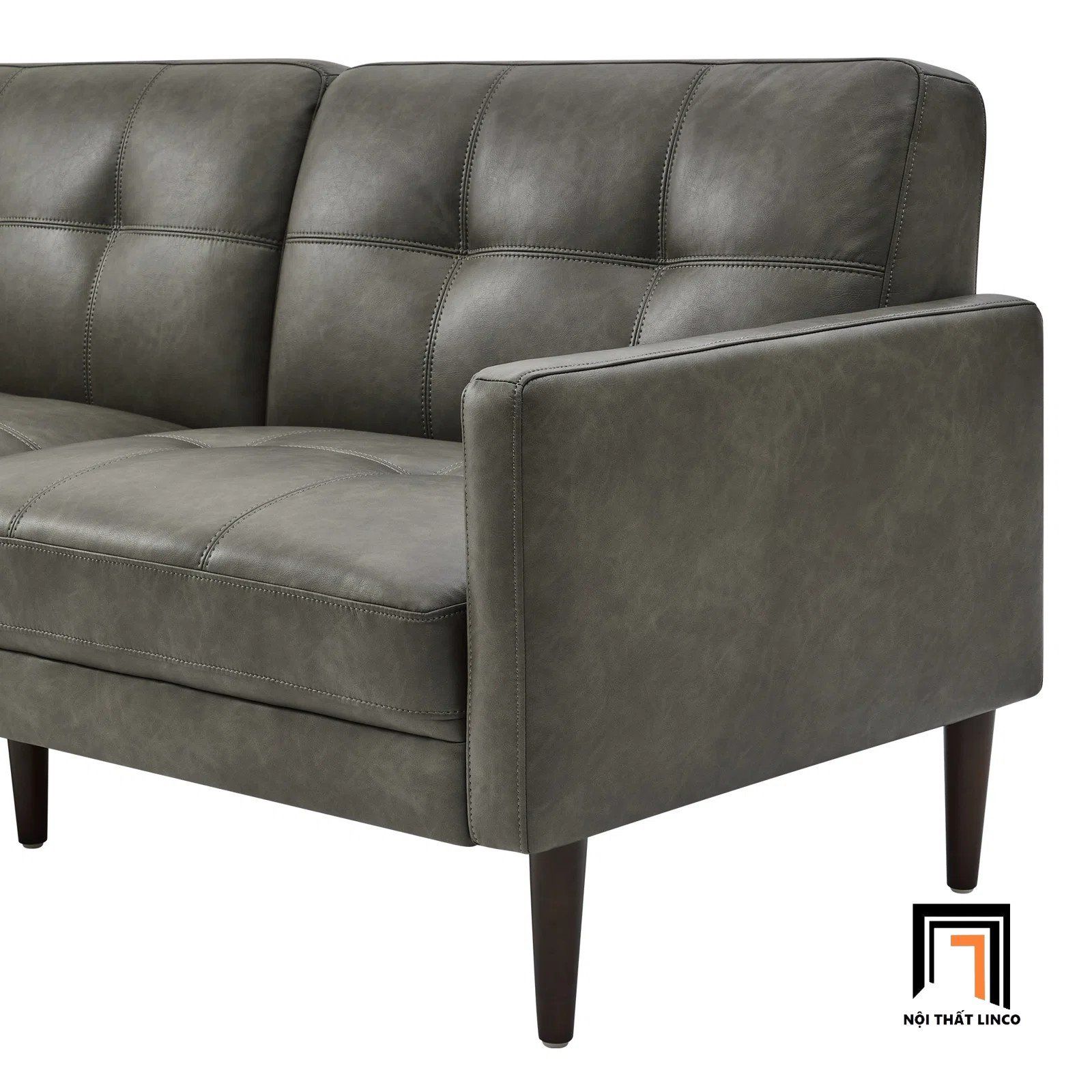 Ghế sofa giường bọc da xám 1m9 GB108 Bharati cho văn phòng