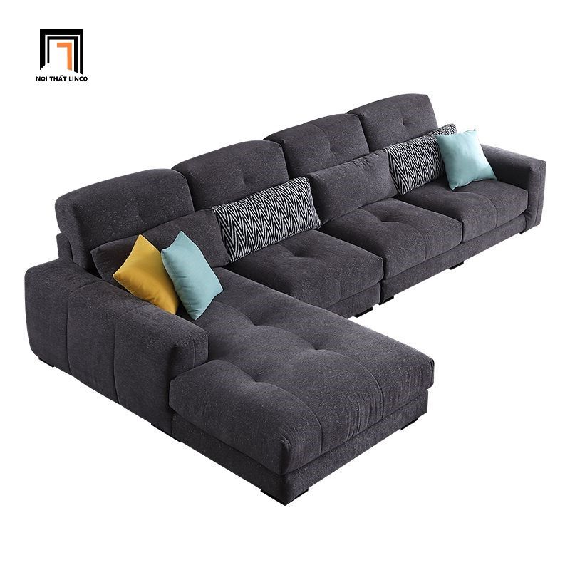 Ghế sofa góc L nhỏ gọn 2m2 x 1m6 GT210 Buyuki xám đen vải nỉ