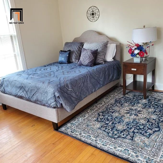 Giường ngủ phong cách Âu Mỹ GN22 Adel màu xám đậm