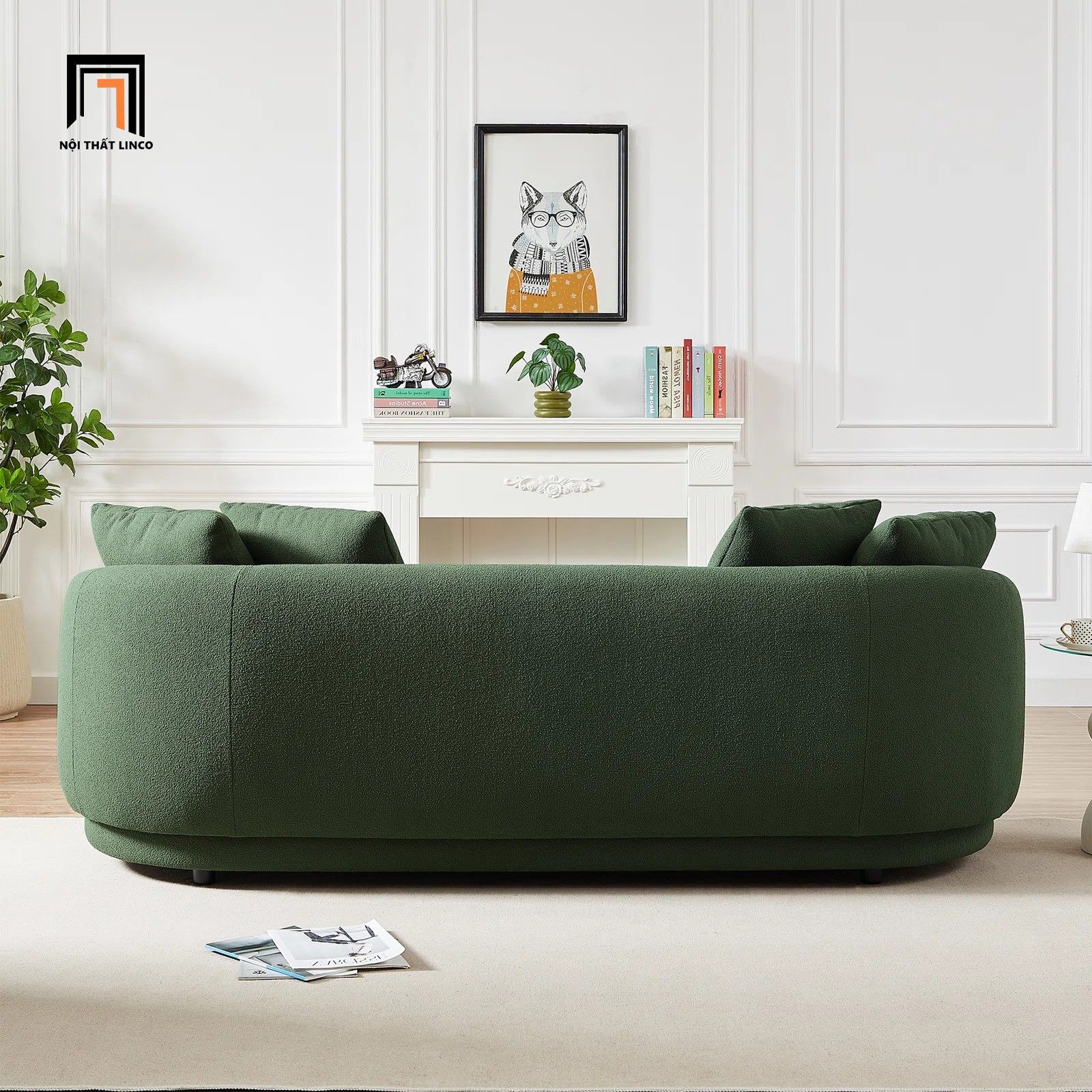 Ghế sofa băng cong BT181 Angie vải nỉ 2m2 cho tiệm shop