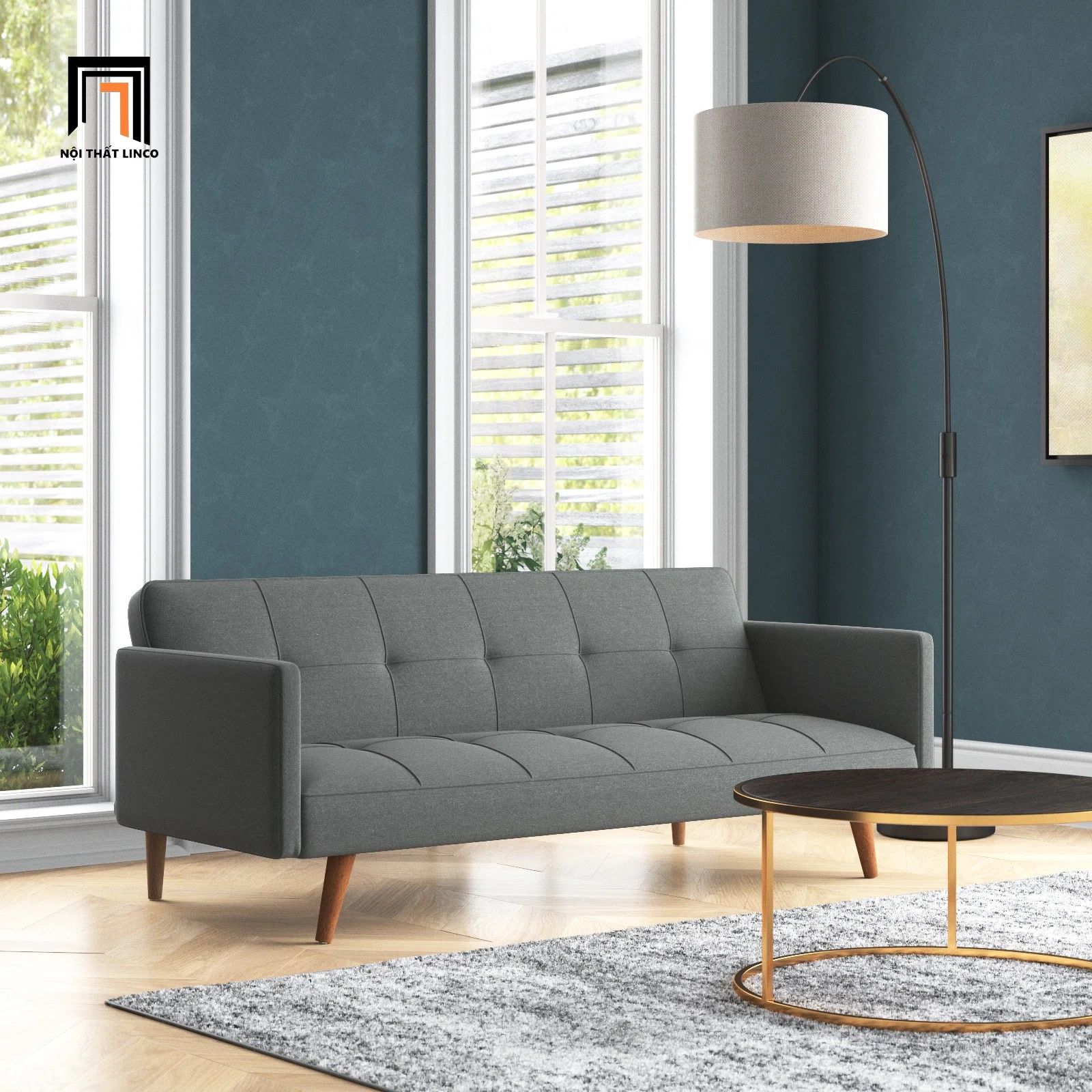 Ghế sofa giường nằm giá rẻ GB58 Hardin 2m xám lông chuột
