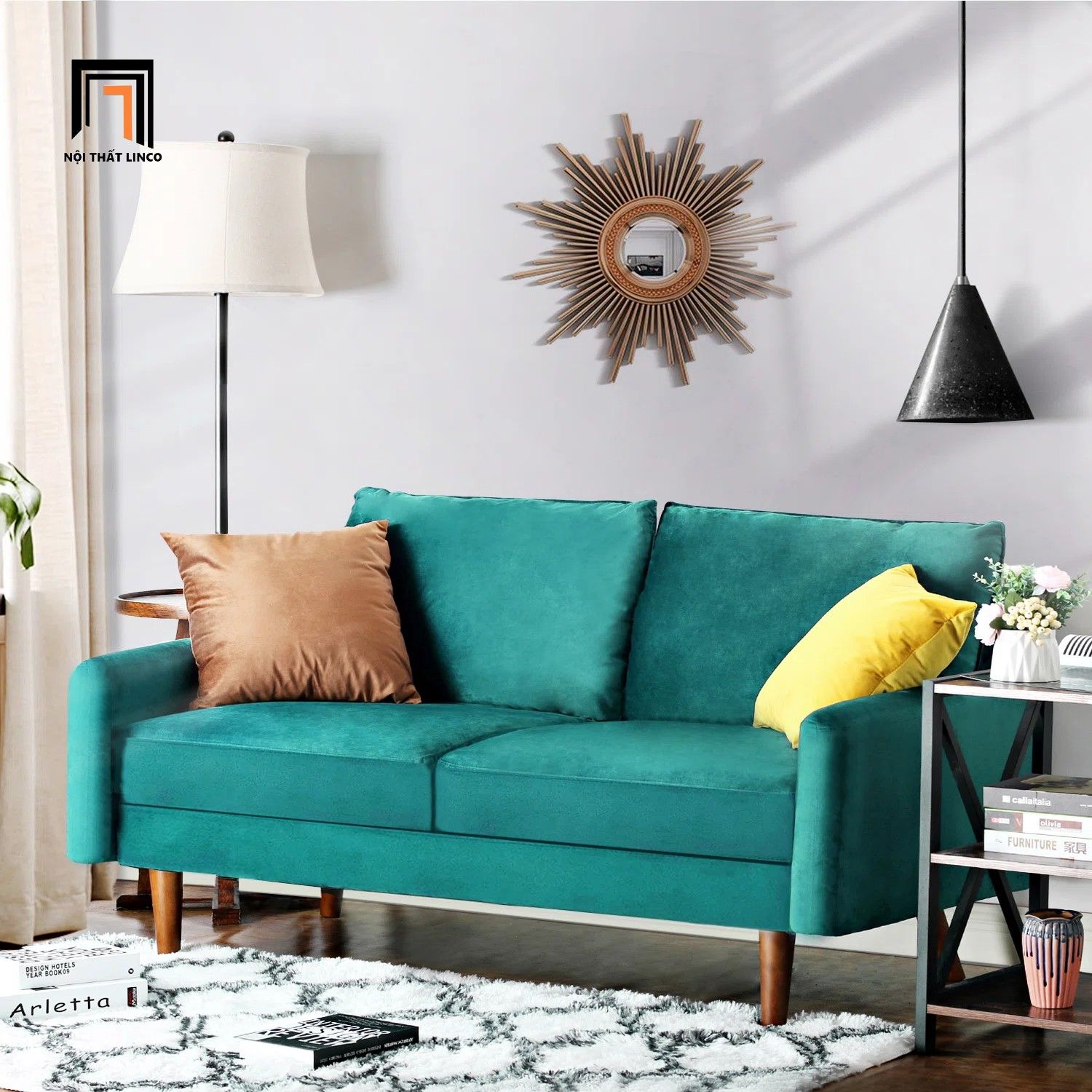 Ghế sofa băng nhỏ gọn BT203 Hessvilla dài 1m5 màu trắng kem