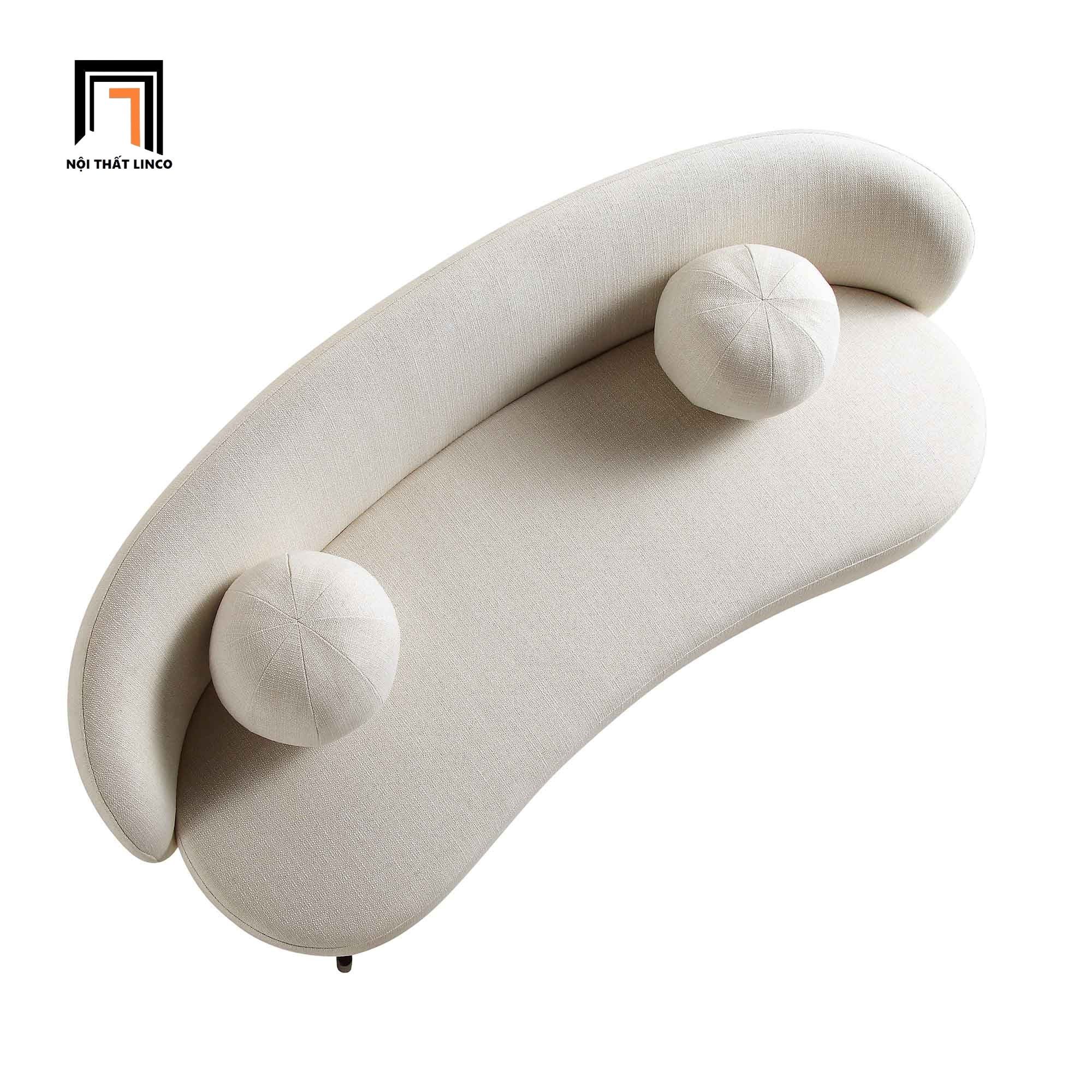 Ghế sofa băng cong xinh xắn BT312 Amboise dài 2m1 xám trắng