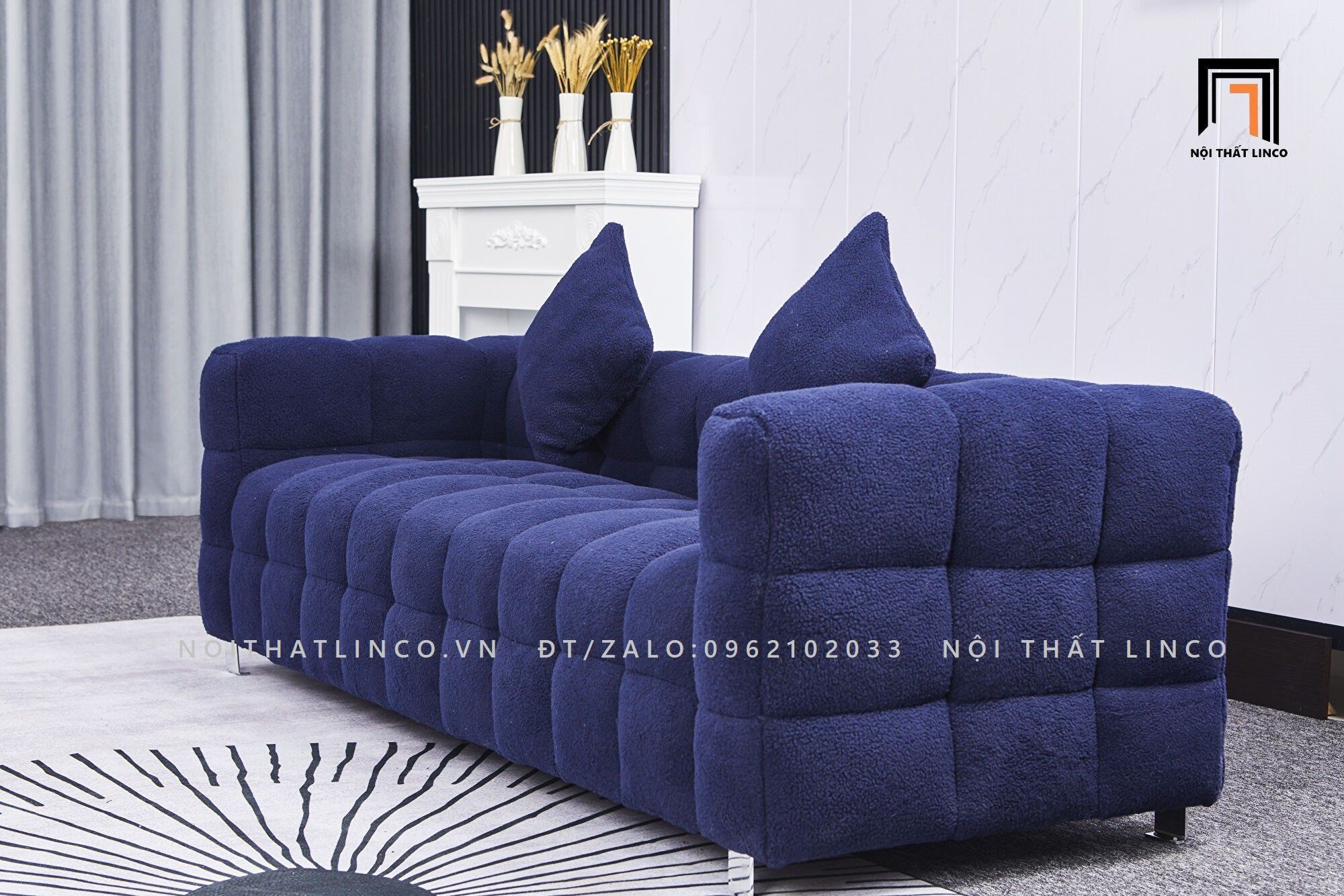 Ghế sofa băng xinh xắn BT103 Toum dài 2m vải lông cừu