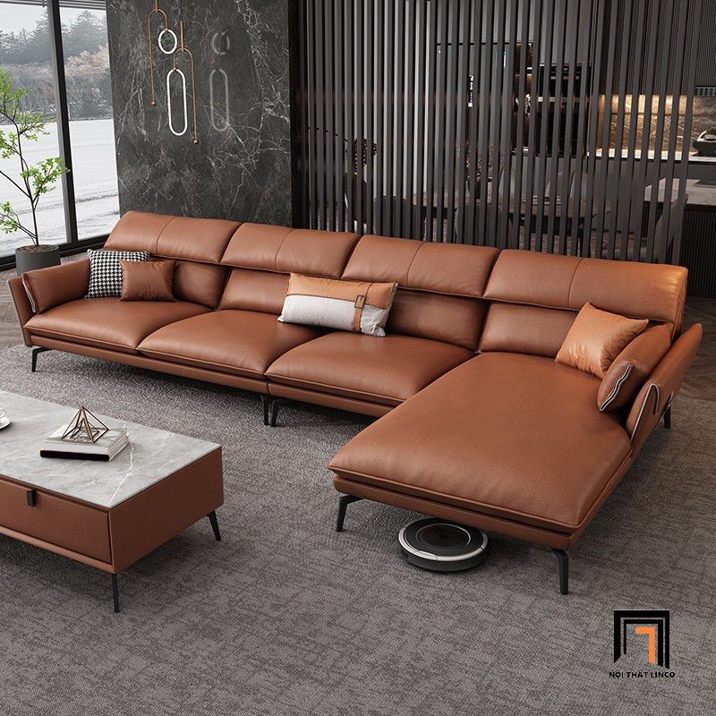 Bộ ghế sofa góc L cao cấp GT220 Elsin 3m x 1m6 da công nghiệp