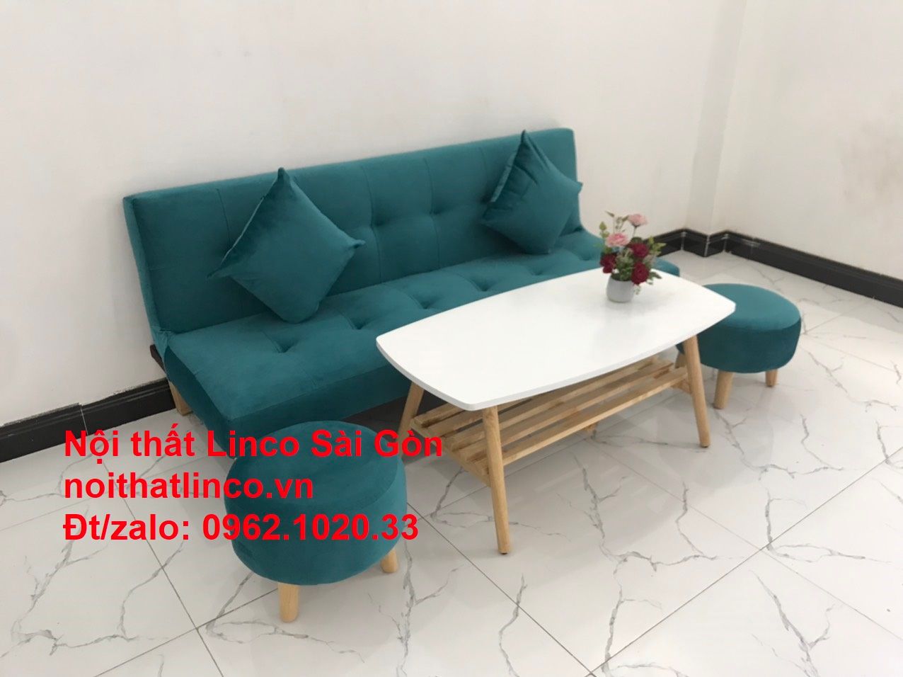 Ghế sofa giường nằm 1m7 mini giá rẻ xanh lá cây đậm đẹp | Nội Thất Linco Sài Gòn