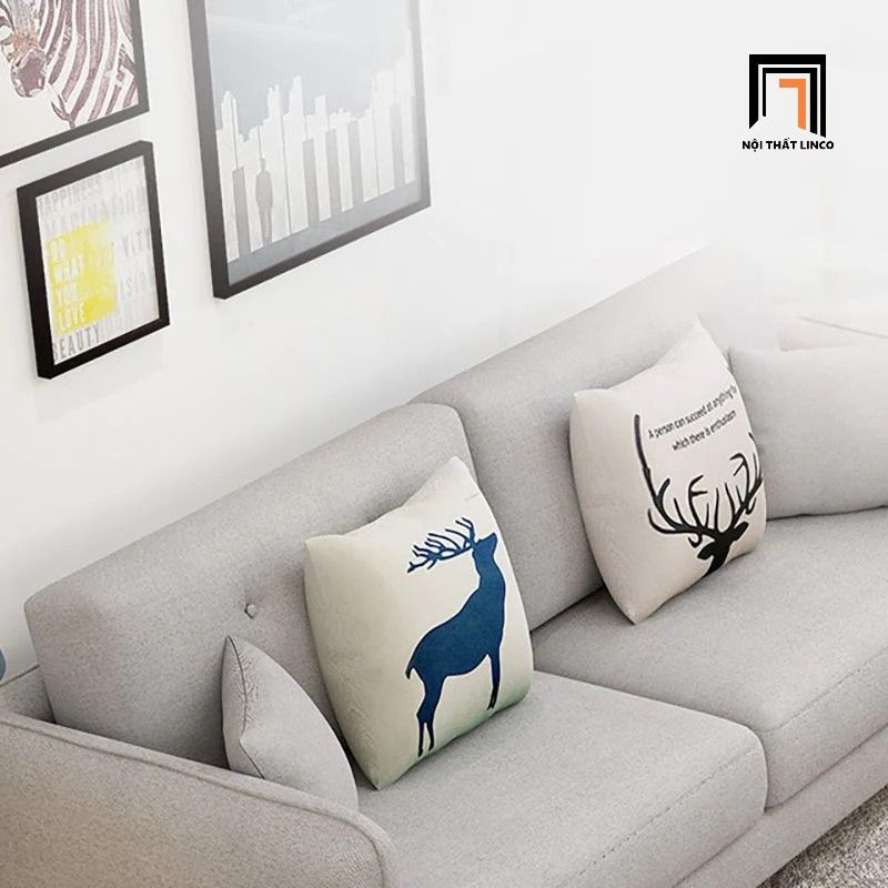 Bộ ghế sofa văn phòng nhỏ tiếp khách KT92 Hanna màu xám ghi trắng