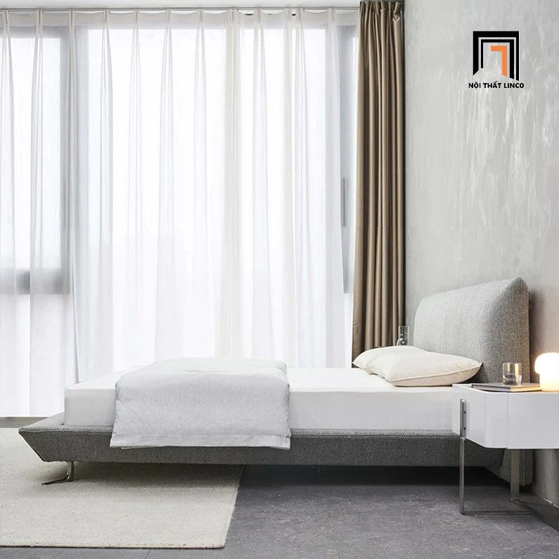 Giường ngủ vải nỉ hiện đại GN61 Amaya màu xám lông chuột