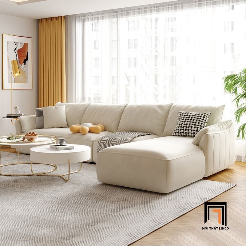 Bộ ghế sofa góc L sang trọng GT144 Bowee 2m9 x 1m6 vải cotton mềm