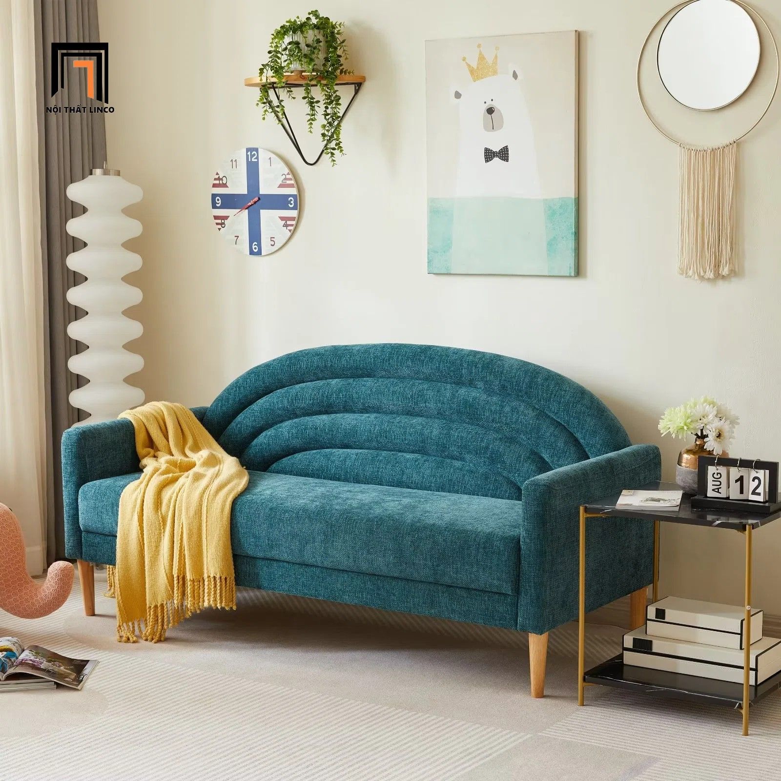 Ghế sofa băng cong xinh xắn BT184 Michala 1m6 vải nỉ