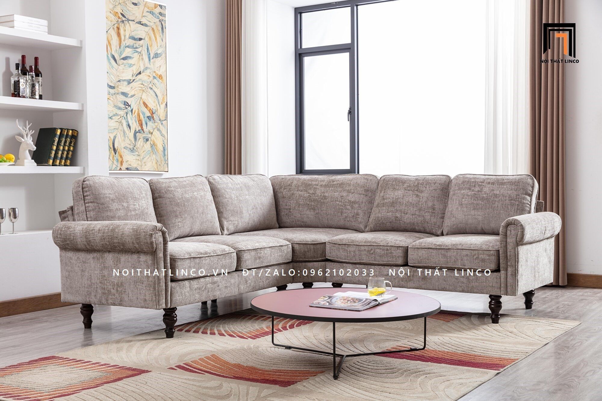 Bộ ghế sofa góc L 2m2 x 2m2 GT68 Winston sang trọng