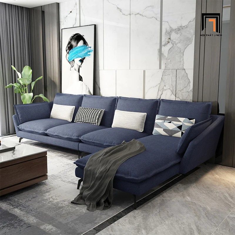Bộ ghế sofa góc L vải nỉ GT195 Tomar 3m2 x 1m75 xám lông chuột
