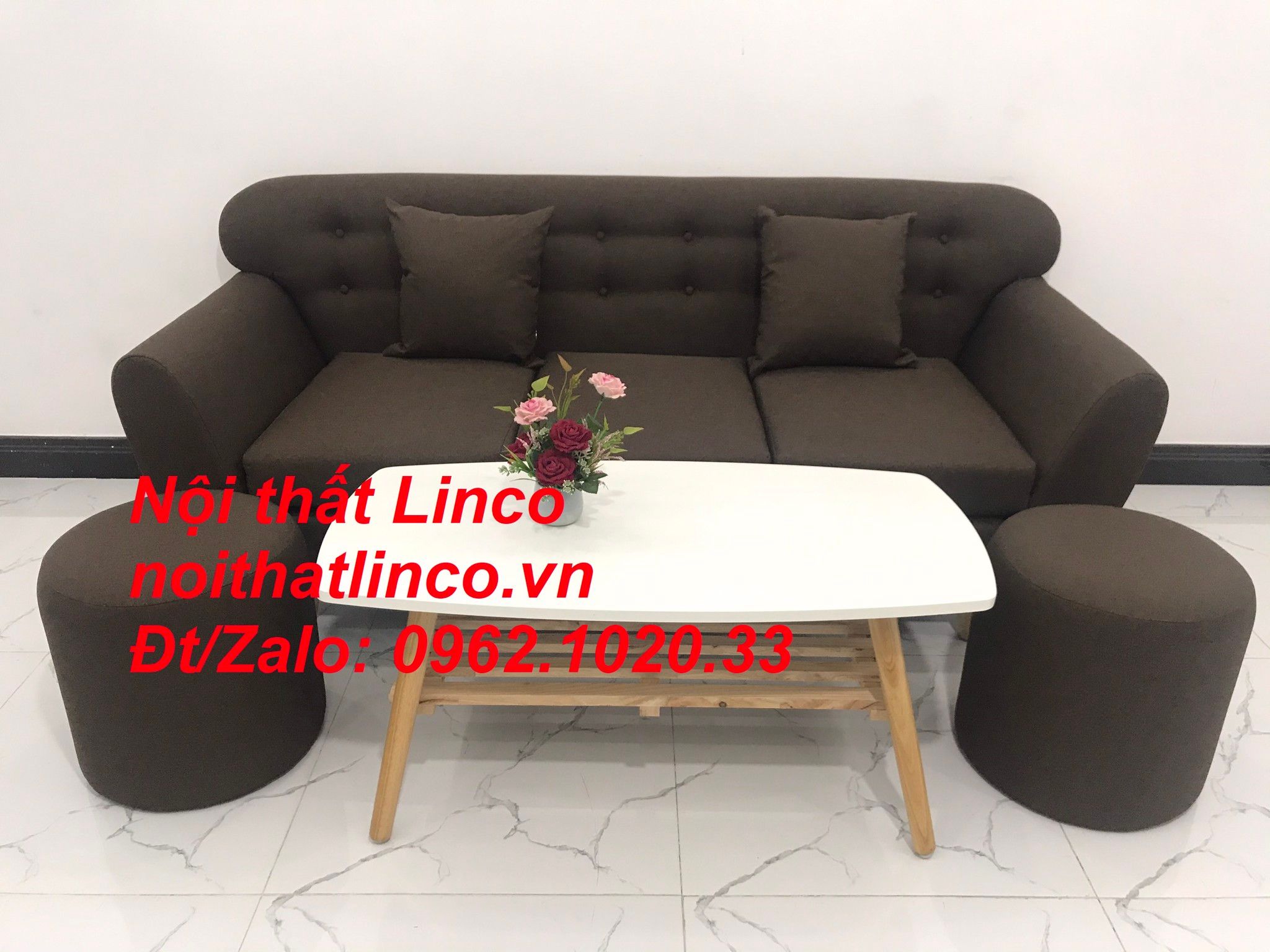 Bộ bàn ghế sofa băng giá rẻ | Sofa màu nâu cafe | Nội thất Linco Tphcm
