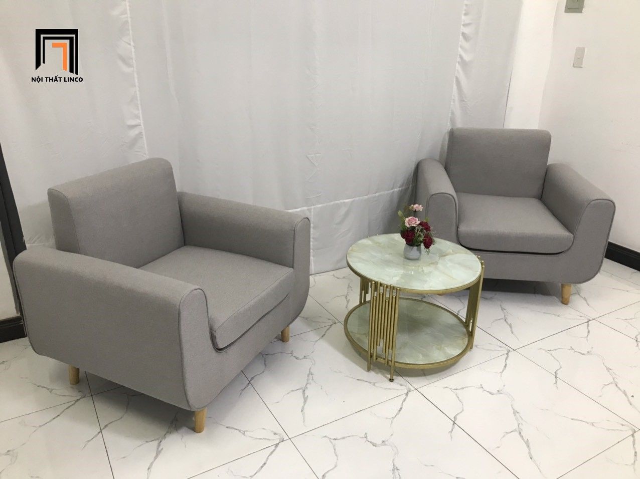 Ghế sofa đơn màu xám ghi NS04 cho phòng khách giá rẻ