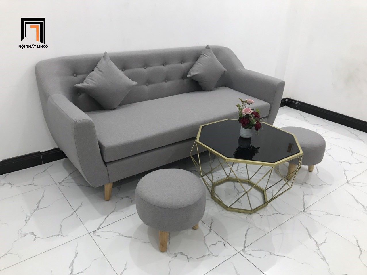 Ghế salon văng băng giá rẻ BGN dài 1m9 màu xám ghi trắng
