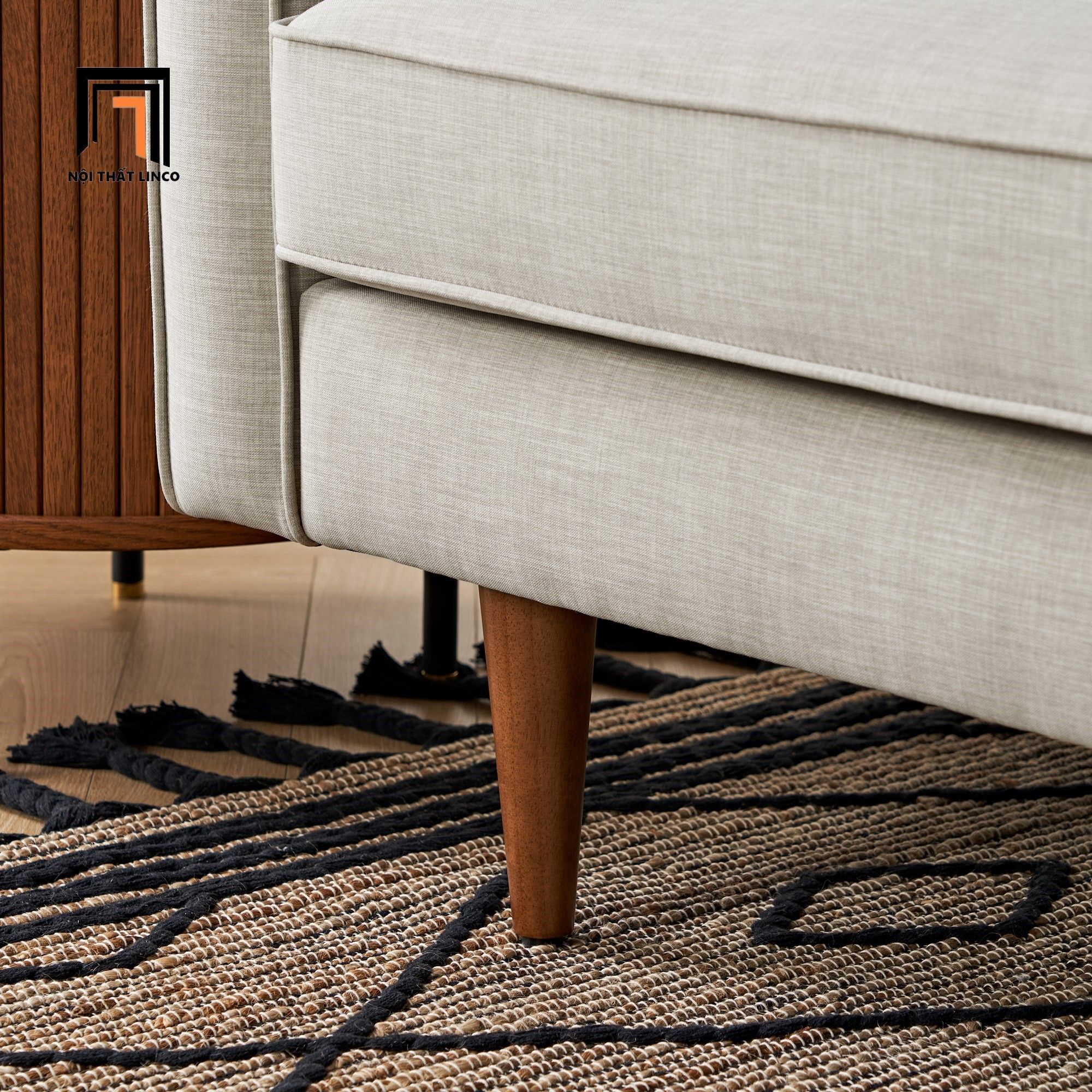 Ghế sofa góc chữ L 2m3 x 1m6 GT203 Elias xám trắng cho chung cư