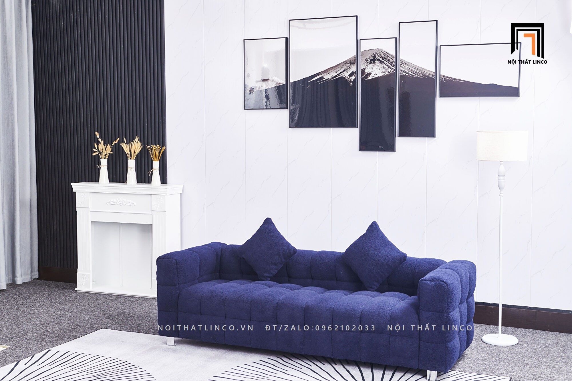 Ghế sofa băng xinh xắn BT103 Toum dài 2m vải lông cừu