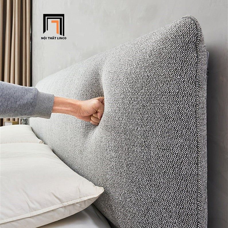 Giường ngủ vải nỉ hiện đại GN61 Amaya màu xám lông chuột