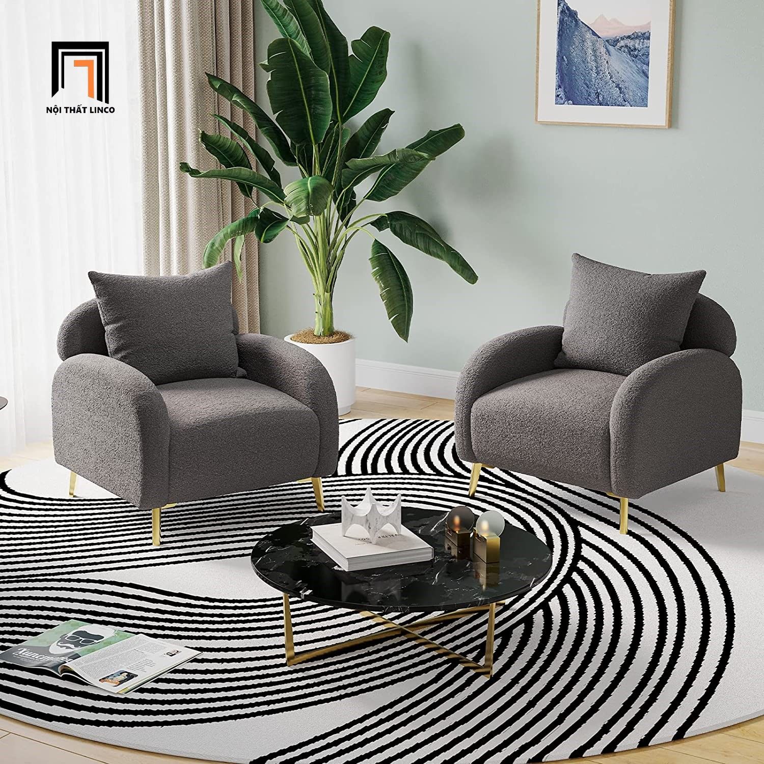 Ghế sofa đơn nhỏ xinh xắn DT31 Keeny trang trí vải nỉ
