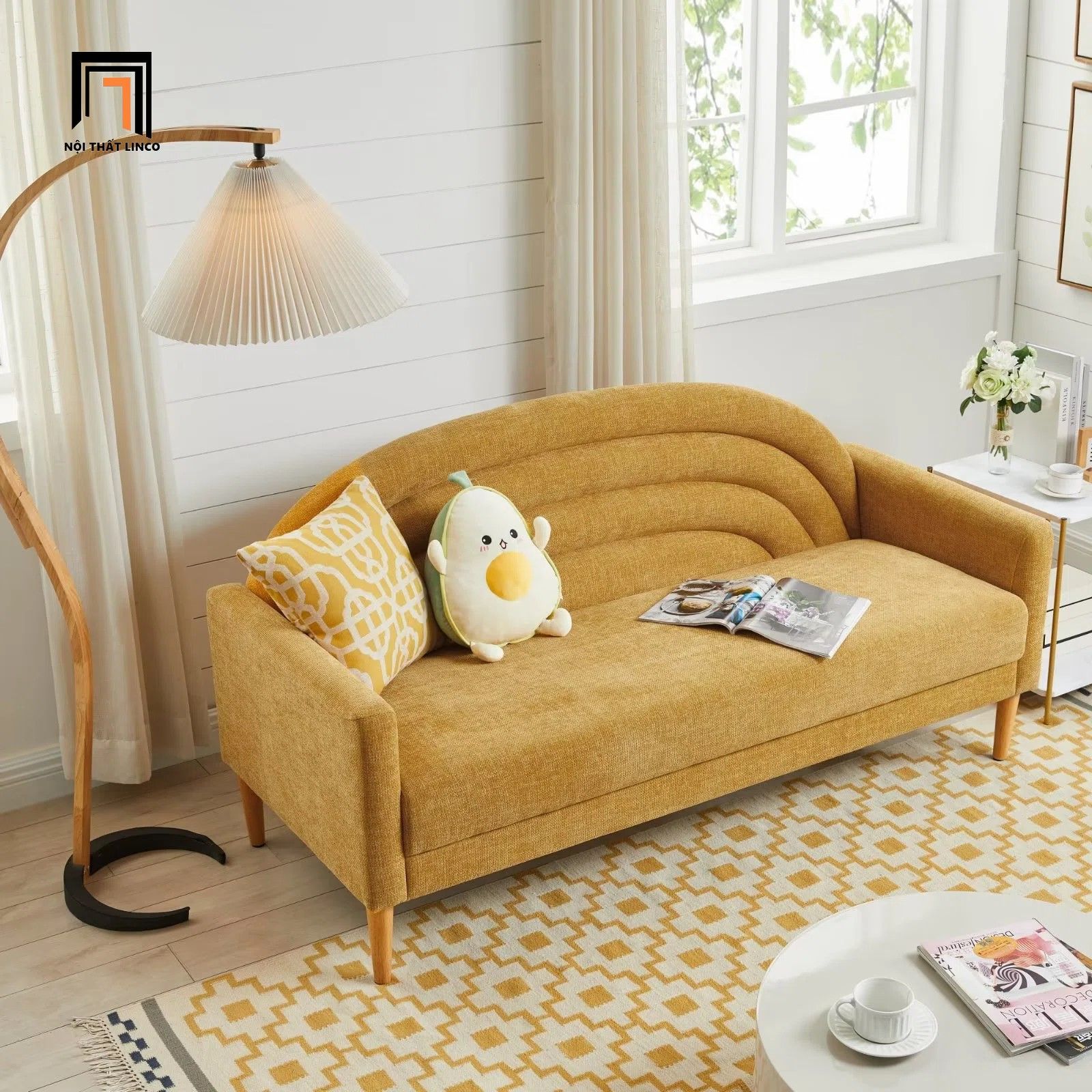 Ghế sofa băng cong xinh xắn BT184 Michala 1m6 vải nỉ