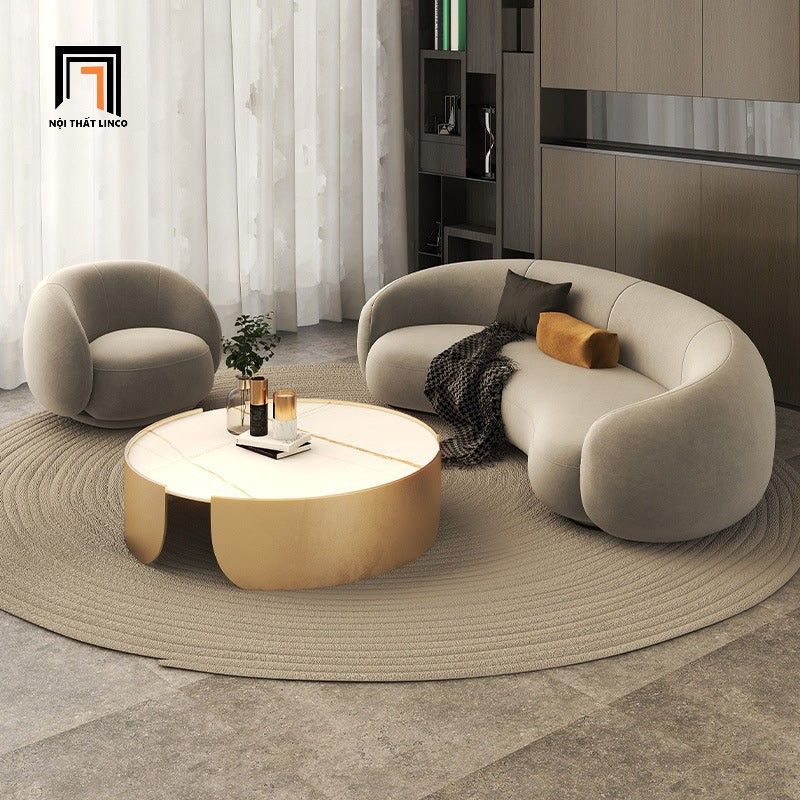 Bộ ghế sofa văng cong cho shop tiệm KT102 Gracias vải lông cừu