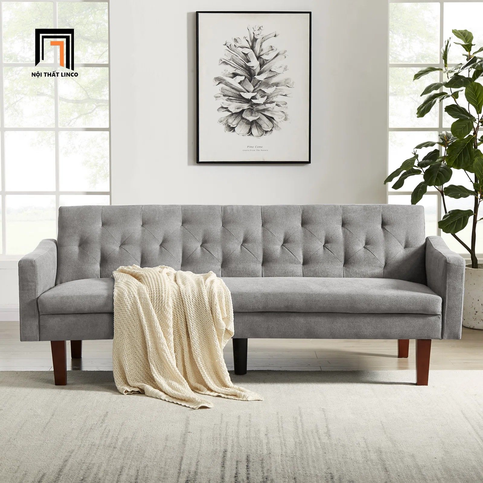 Ghế sofa băng giường nằm GB30 Malack vải nỉ dài 2m