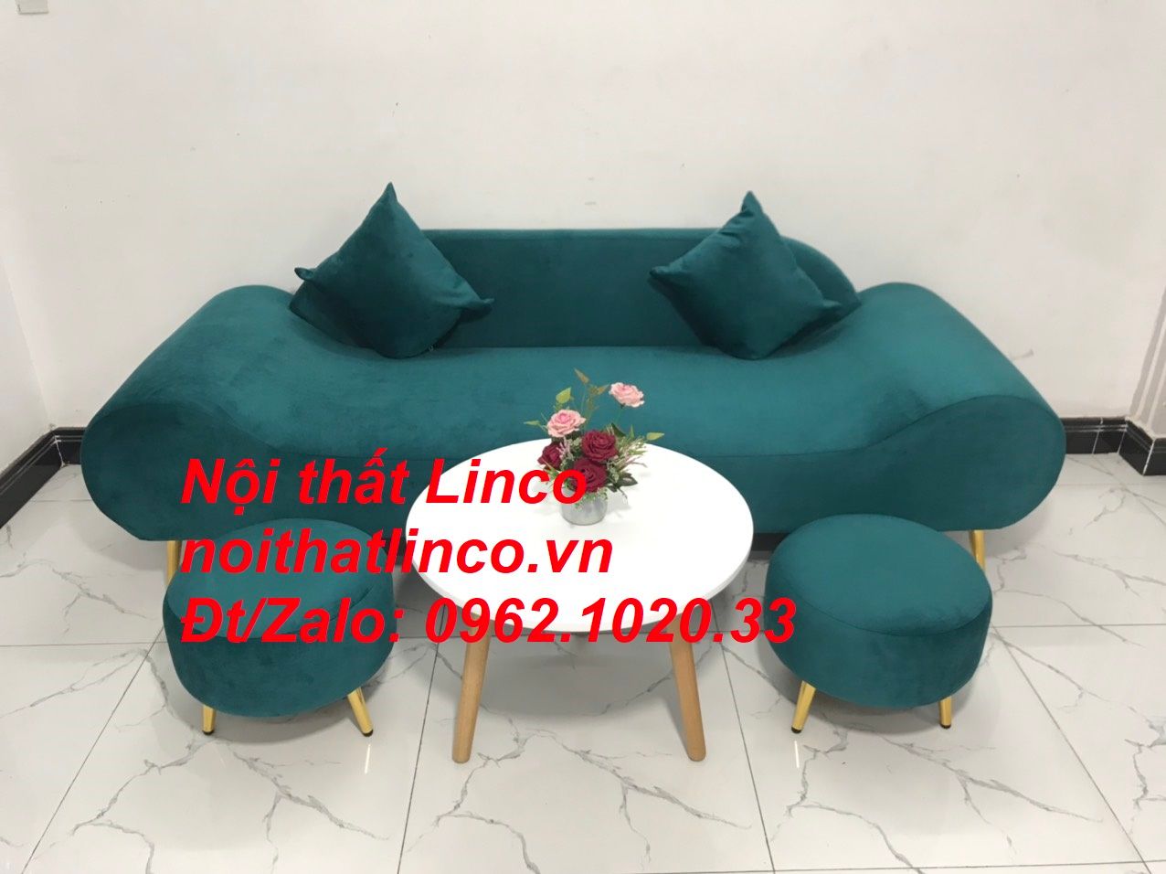 Bộ ghế sofa sopha văng băng thuyền xanh lá cổ vịt rẻ Nội thất Linco SG