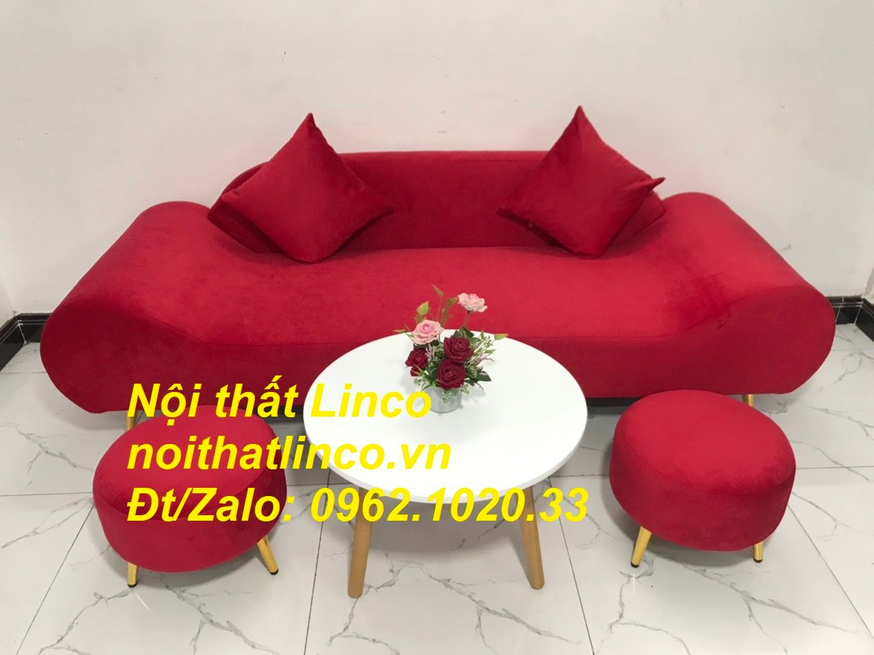 Bộ ghế sofa salon văng băng thuyền đỏ đô đẹp rẻ Nội thất Linco Sài Gòn