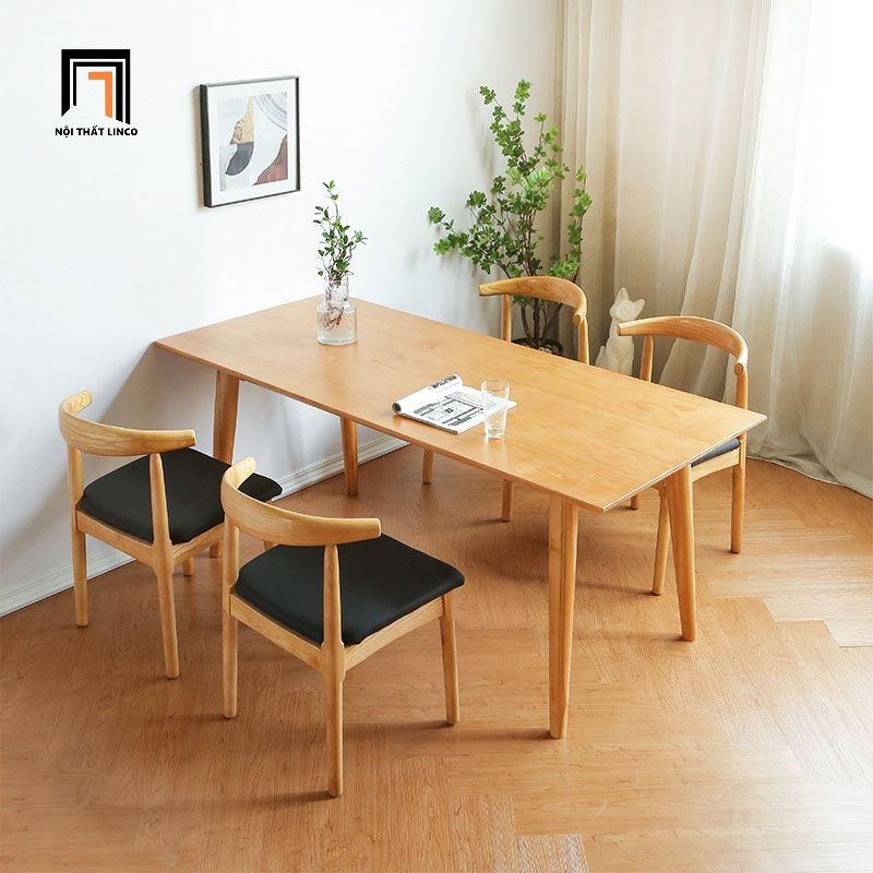 Combo bàn ghế ăn 47-KH4-G12-B108 gỗ cao su tự nhiên