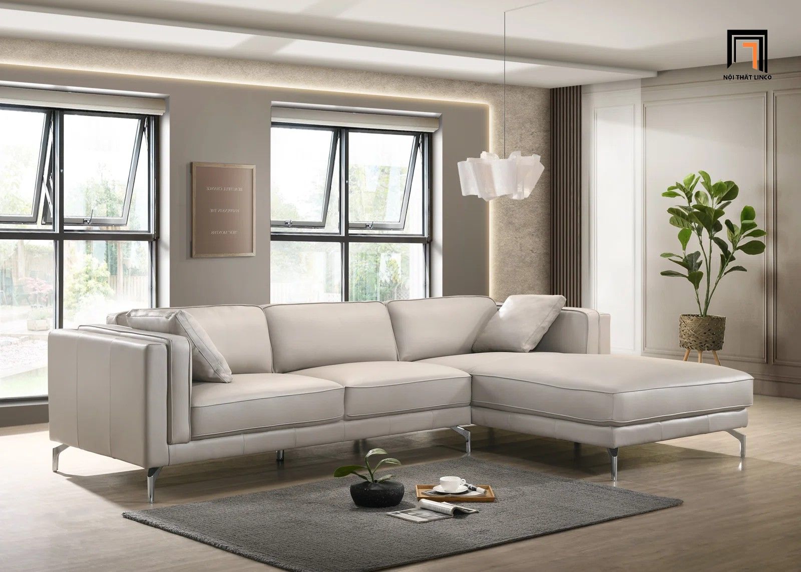 Ghế sofa góc chữ L GT103 2m4 x 1m6 da Pu cho phòng khách