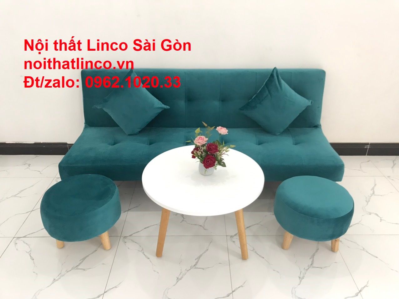 Ghế sofa giường nằm 1m7 mini giá rẻ xanh lá cây đậm đẹp | Nội Thất Linco Sài Gòn