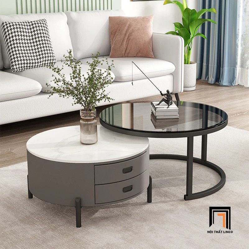 Cặp bàn tròn sofa phòng khách BSF3 Como căn hộ chung cư