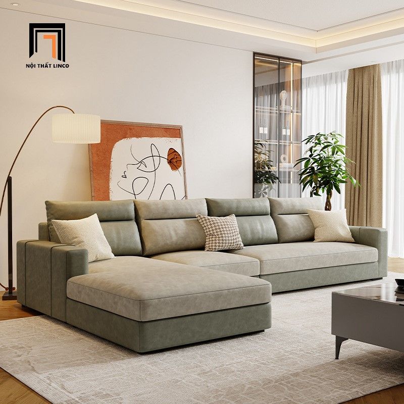 Bộ ghế sofa góc L da công nghiệp GT201 Qingge 3m x 1m6