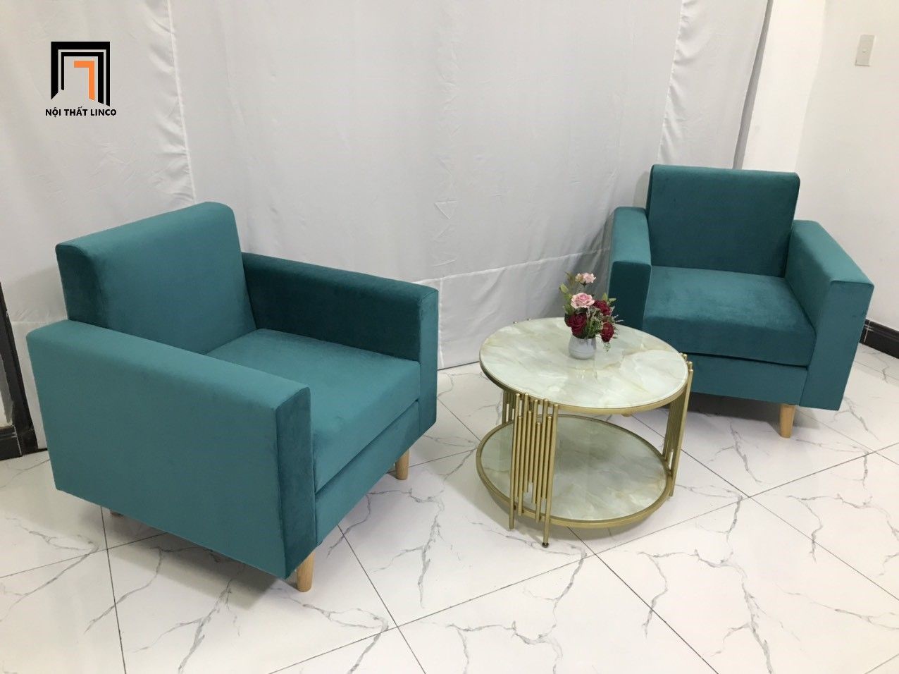 Ghế sofa đơn 1 người ngồi NS05 xanh lá vải nhung nỉ