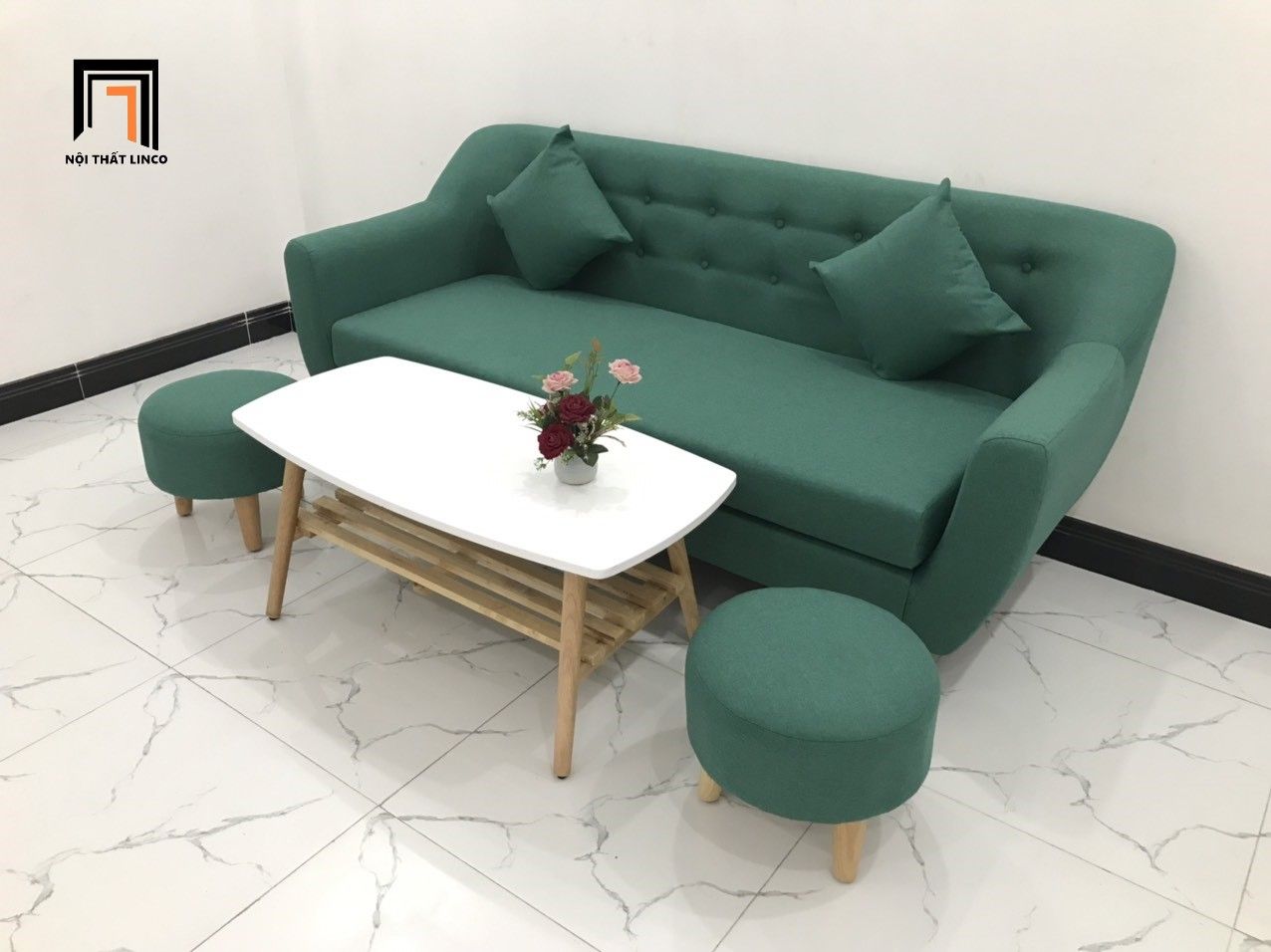 Ghế sofa văng băng dài 1m9 giá rẻ BGN màu xanh ngọc xinh xắn