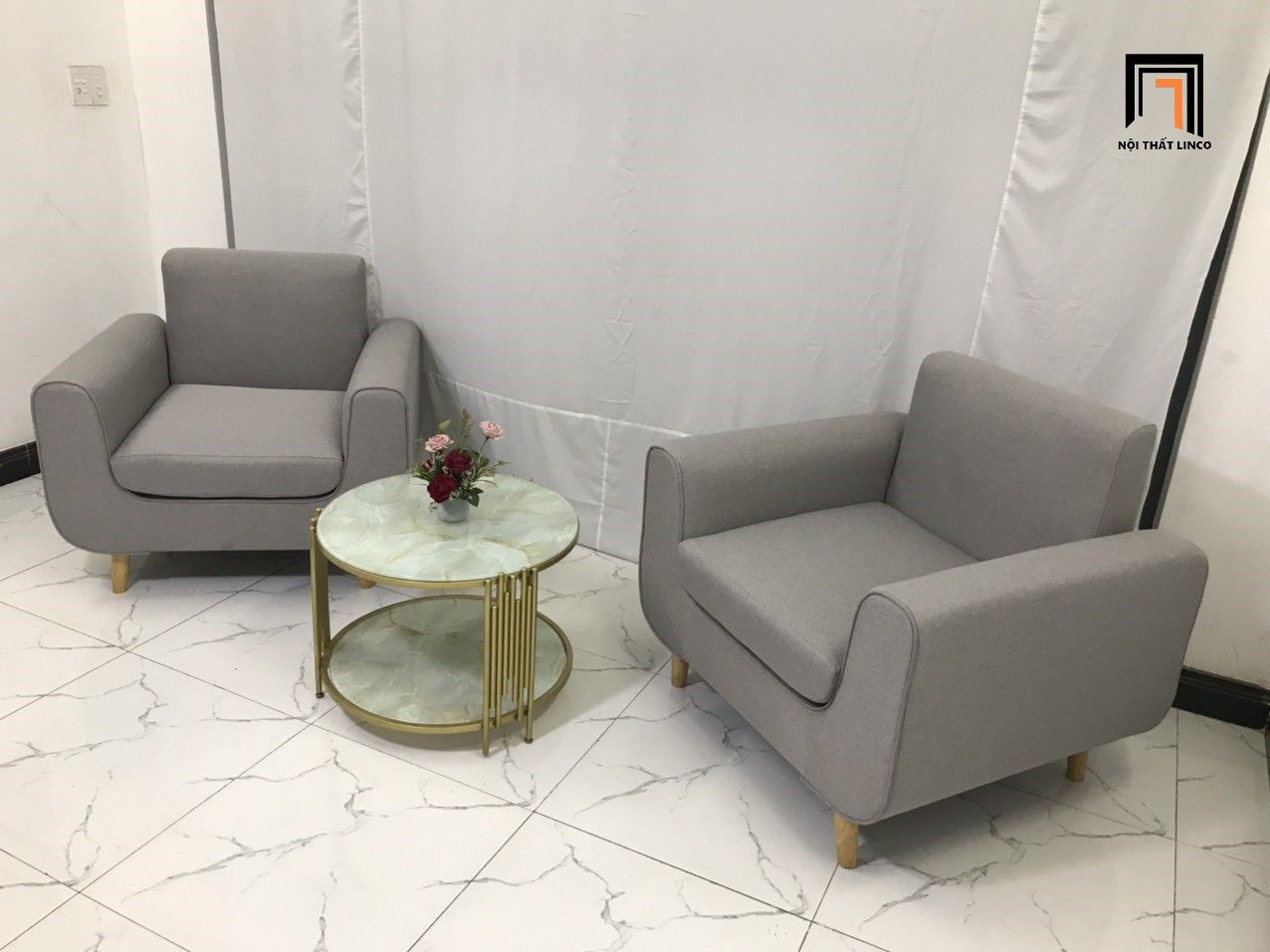 Ghế sofa đơn màu xám ghi NS04 cho phòng khách giá rẻ