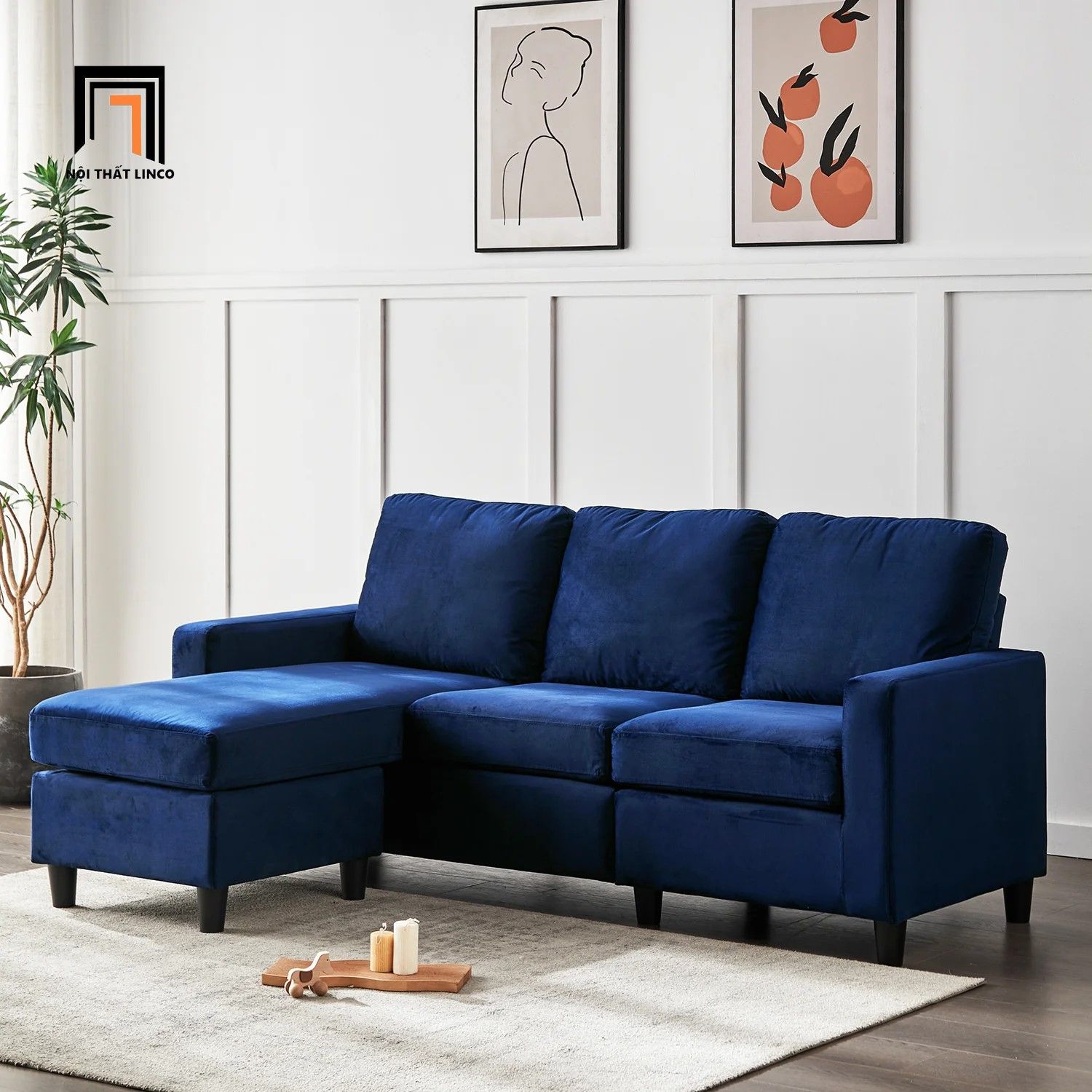 Bộ ghế sofa băng kèm đôn vuông BT314 Cambell dài 2m2 giá rẻ