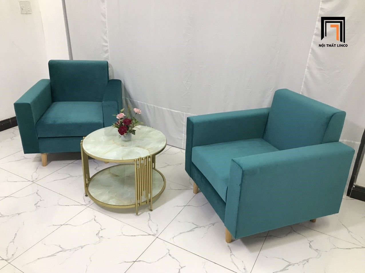 Ghế sofa đơn 1 người ngồi NS05 xanh lá vải nhung nỉ
