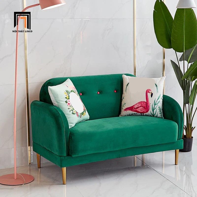 Ghế sofa văng vải nhung xanh lá BT283 Mariene 1m8 cho shop tiệm