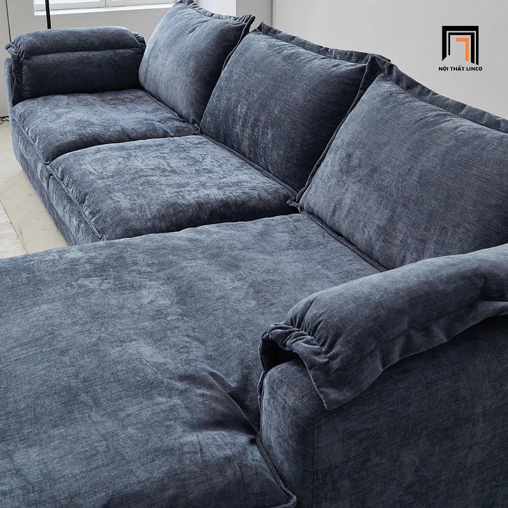 Ghế sofa góc chữ L đẹp GT92 Esed 2m4 x 1m6 vải nỉ xanh navy